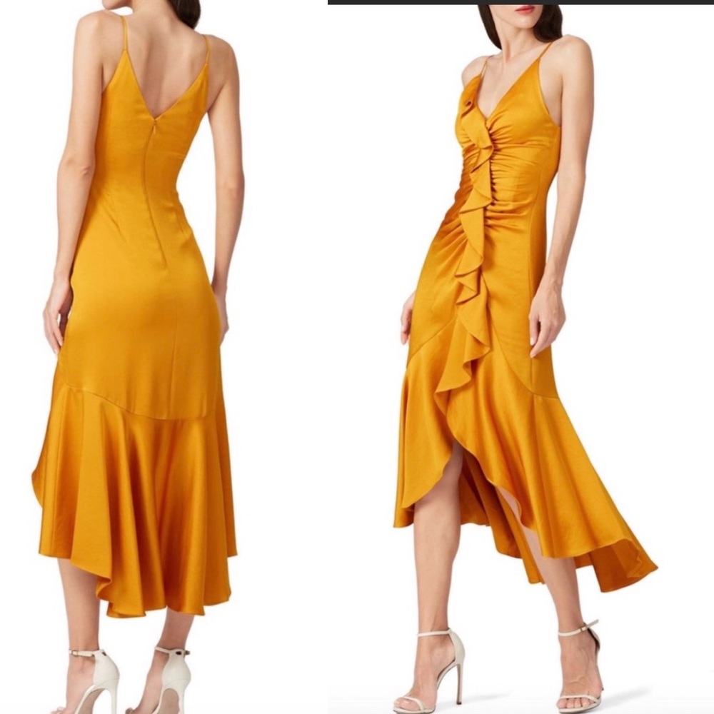 Jonathan Simkhai Gold Ruffle Sleeveless Dress